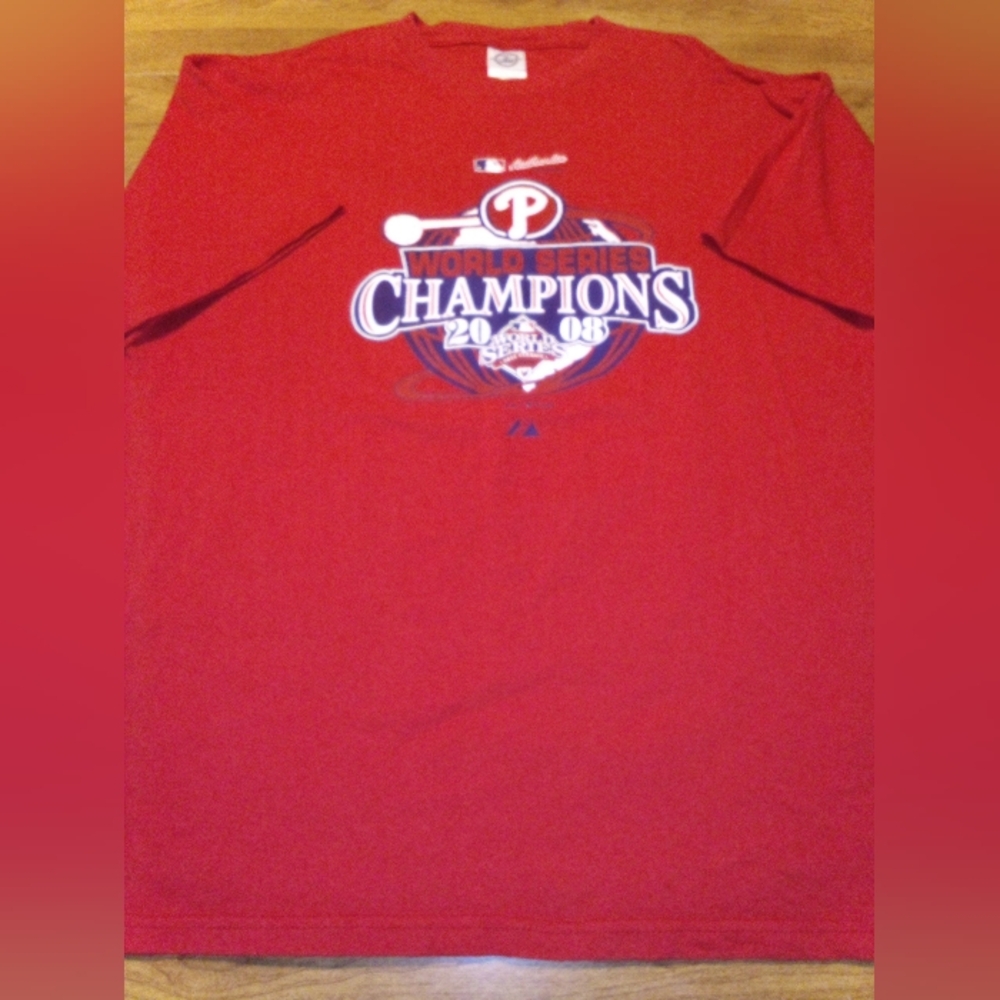 Philadelphia Phillies 2008 World Series Champions Authentic Coll. Red XL T-Shirt
